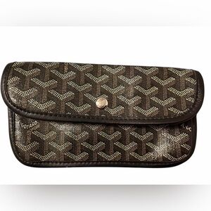 Goyard St. Louis Signature Monogrammed Leather Pouch Black & Brown Pattern